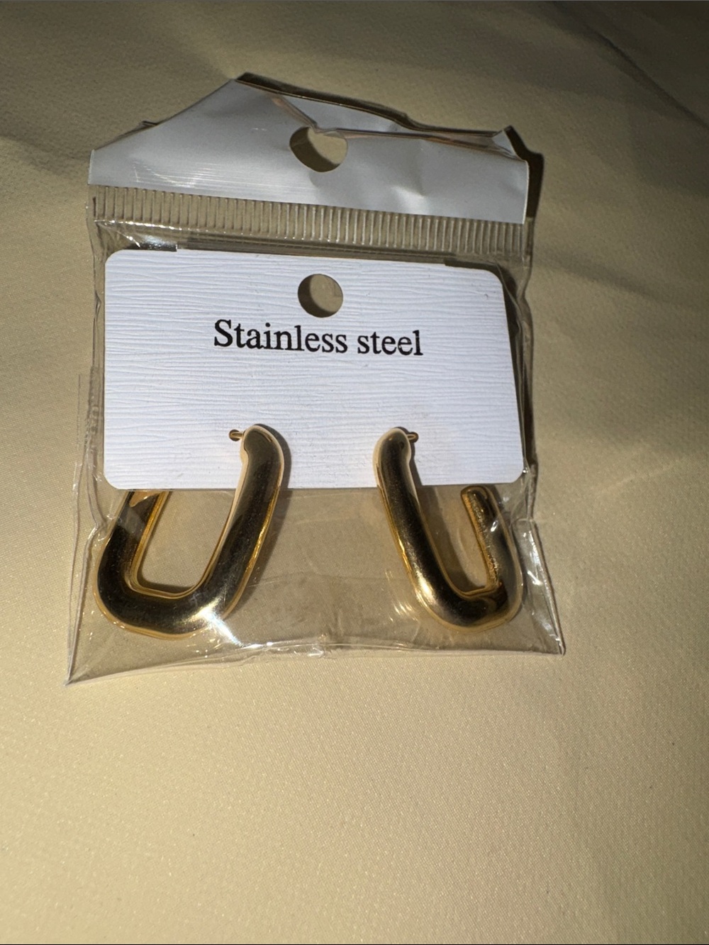 Gold Stainless Steel U-Shaped Hoop Earrings
